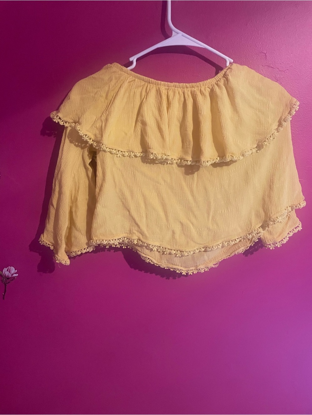 Yellow Off-Shoulder Ruffle Blouse - Picture 2 of 2
